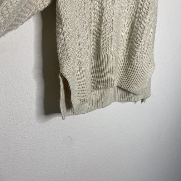 H&M Chunky Knit Slit Hem Slit Cuff Khaki Sweater M - Picture 4 of 9